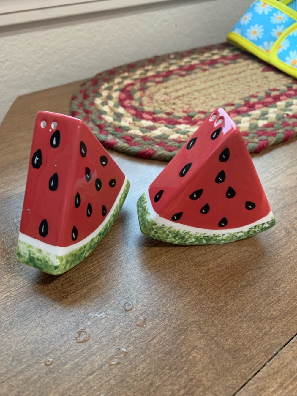 Ceramic Watermelon Slice Salt and Pepper Shakers - Red